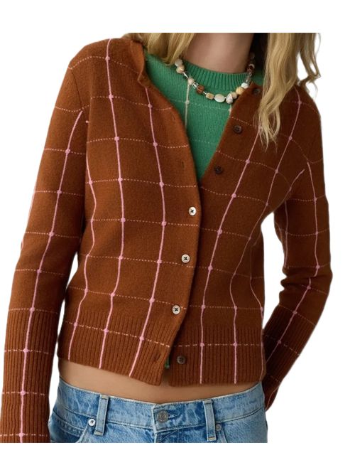 Jane Cashmere Check Cardigan GUEST IN RESIDENCE | W49310JLBRNTSPR BURNTSIENNA/SPRINKLE